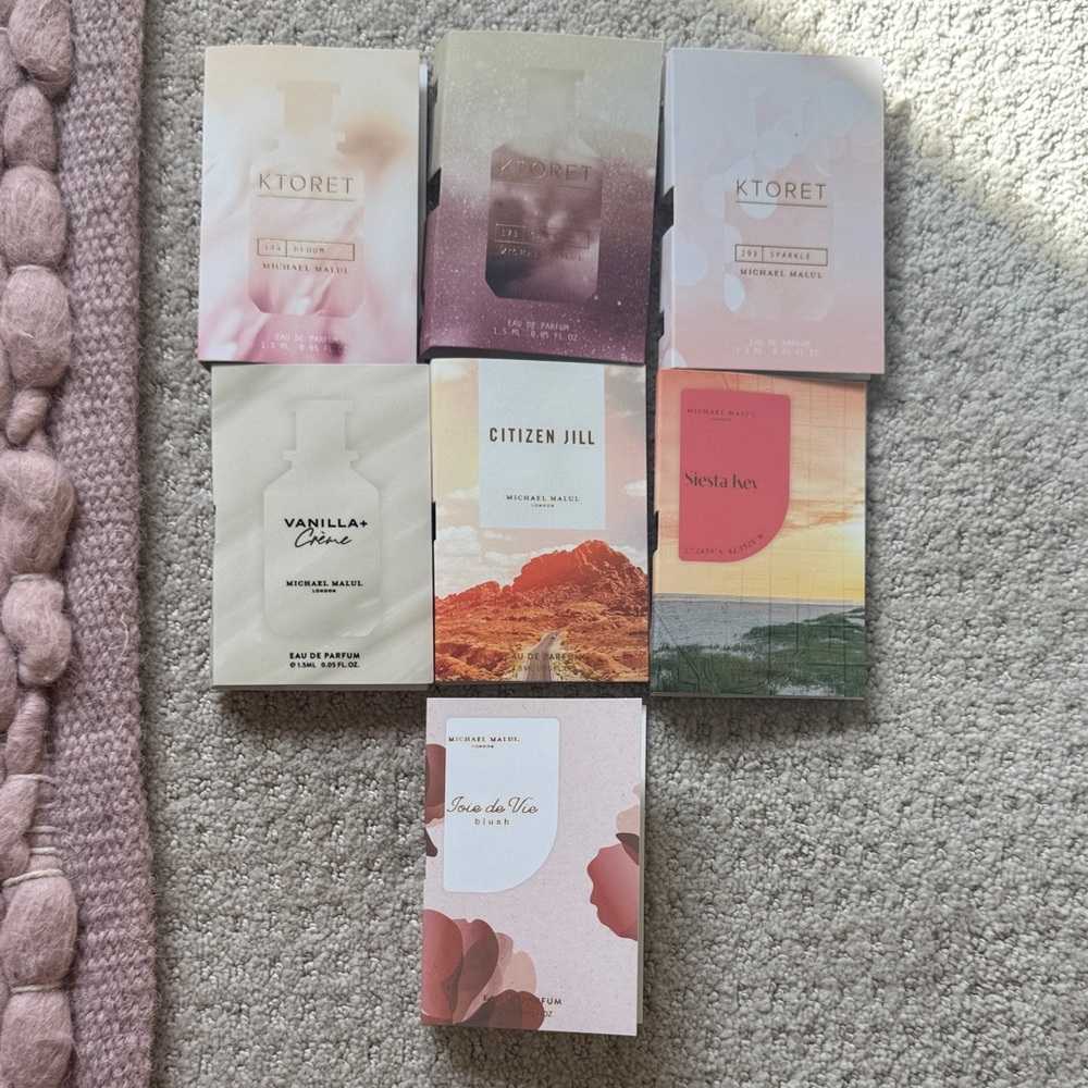 NWT Michael Malul women’s perfume samples. 1.5ml/.05fl.oz each. $10 each
